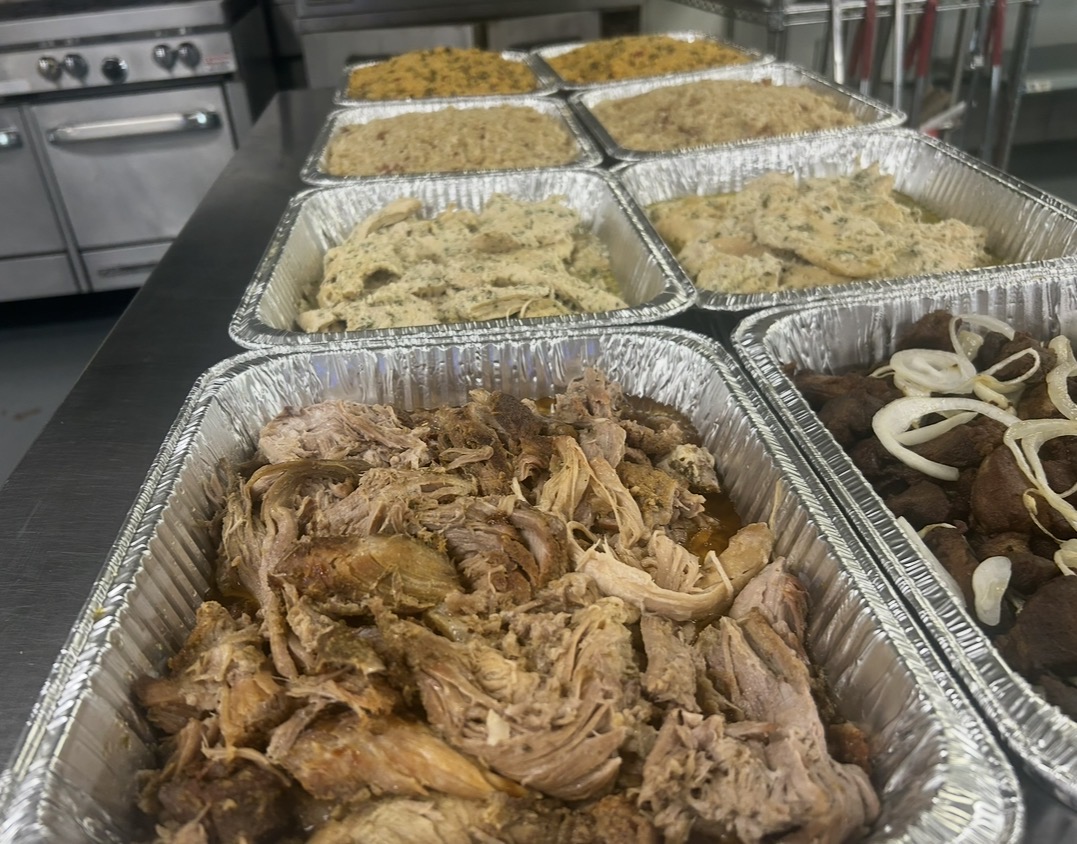 Catering trays prepared in the commercial kitchen