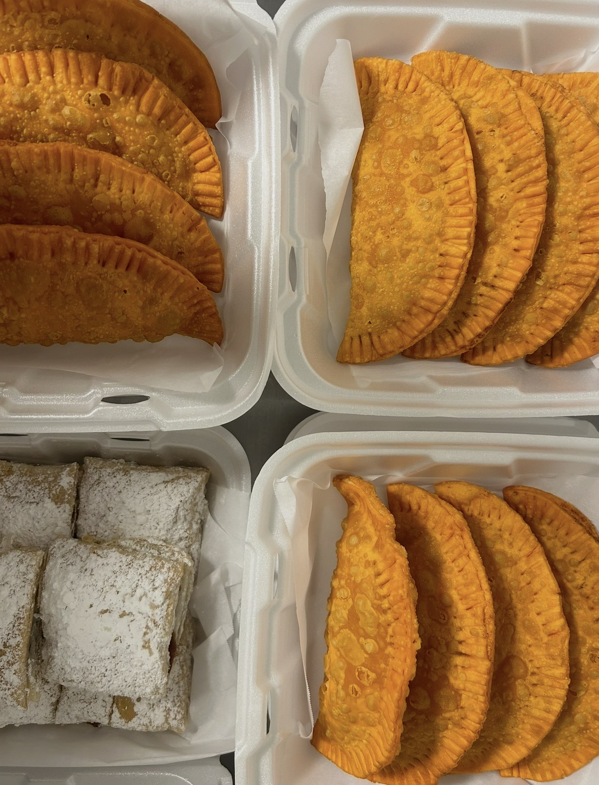 Empanadillas and Puerto Rican pastries ready for service